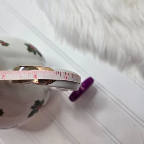 VTG Lefton China Christmas Holly & Berry Teapot Coffeepot 7948 Japan Exclusives - Picture 9 of 10